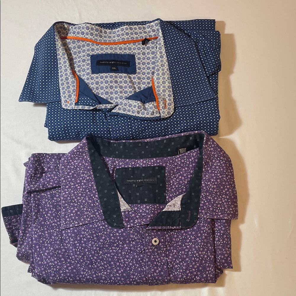 Men's Shirts 3XLT Bundle of 2 Blue Purple Flip Cuff Long Sleeves DXL Big & Tall